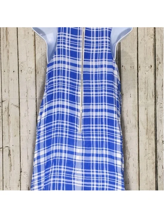 Love Tree Blue White Plaid Sleeve Dress Large - Picture 3 of 7